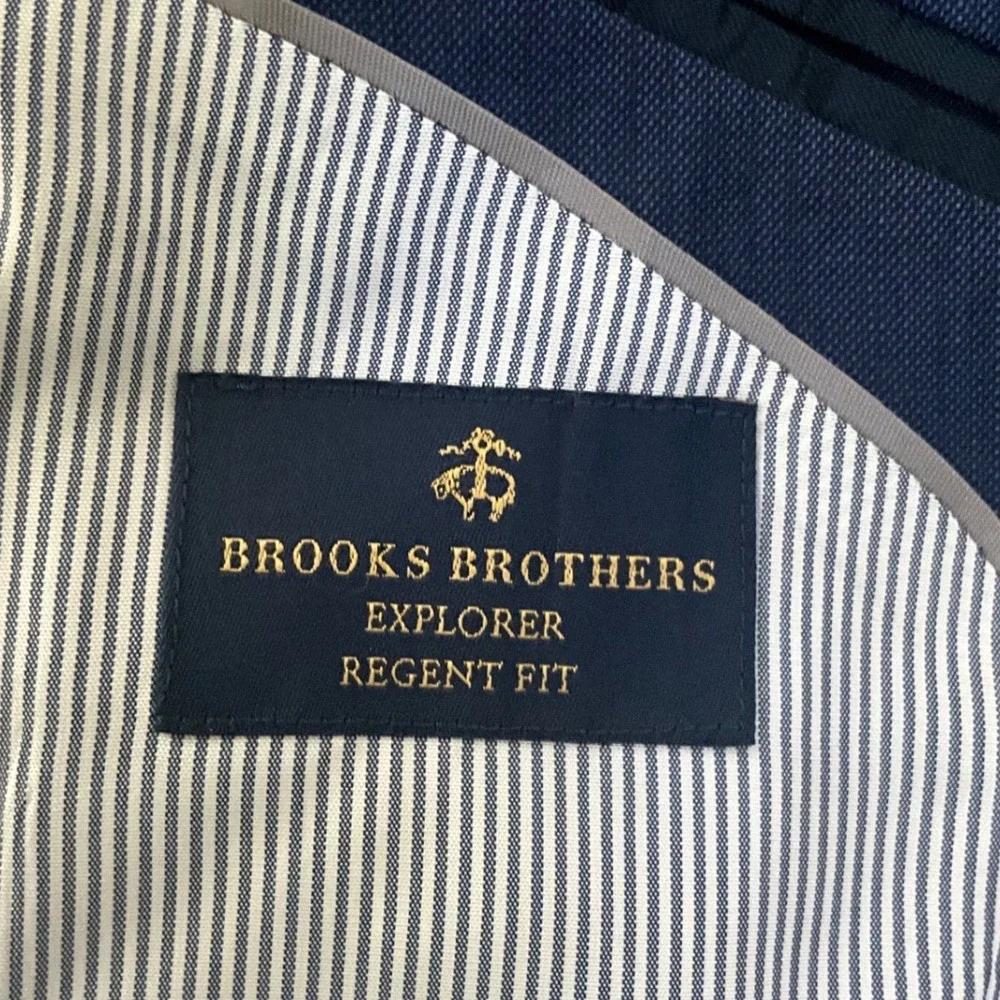 Brooks Brothers Explorer Regent Fit Wool Silk Stretch Blue Blazer 44L Jacket